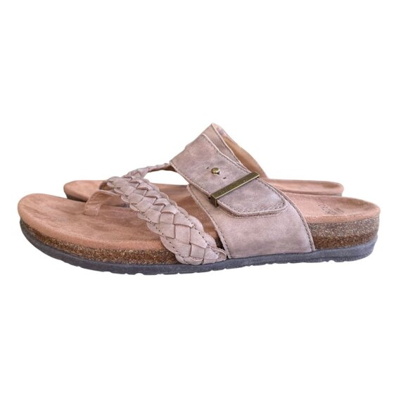 Earth Origins Onida Taupe Suede Braided Leather Sandals Size 10 Comfort Boho - Picture 3 of 9